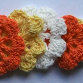 Häkelblumen, Marianne Design, orange,weiß,gelb