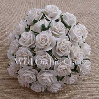 10 Stk. Rosen open roses white 20 mm