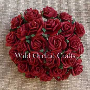 10 Stk. Rosen open roses deep red 15 mm