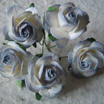 5 Stk. Rosen open roses antique blue 25 mm
