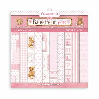 Stamperia Paper Pad Babydream pink 12x12"