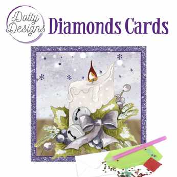Diamond Cards Candle with Purple Bow