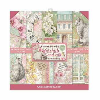 Stamperia Paper Pad Orchids & Cats 8x8"